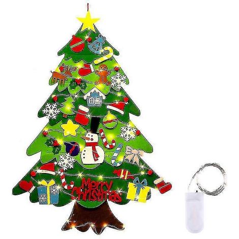 Sapin de Noël en feutre avec guirlande lumineuse, décoration murale (sapin + lumière) (1/5)