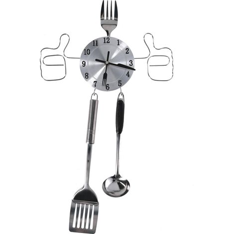 Orologio metallo posate argento cm 58x33