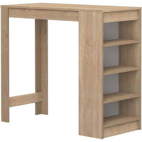 Table de bar avec rangements piètement chêne (1/5)