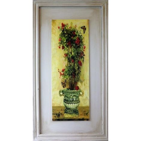 Blumenarrangement im Topf 2 mit Antik-Effekt, Bild 30 x 56 cm – Teil 1 von 2 der Serie (1/2)