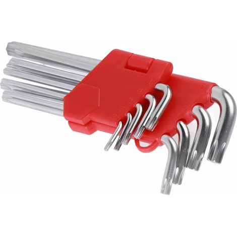 - Juego de 9 llaves hexagonales, llave de estrella hexagonal CRV, llave de metal de brazo largo, kit de herramientas para mantenimiento y reparación (9 unidades) (1/5)