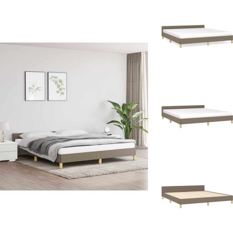 Cadre de lit sans matelas taupe 160x200 cm tissu - Cadre De Lit - Lit Double - Literie - Meuble Chambre - Têtière De Lit (1/5)