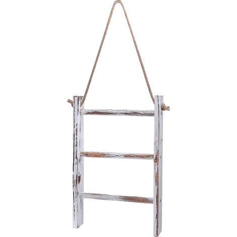 Porte-Serviettes Bois Rétro avec Corde Suspendue Étagère de Rangement (1/5)