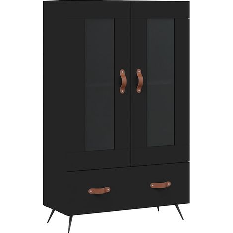Maison La Vie - Buffet haut pour salon - Meuble de rangement noir 69,5x31x115 cm bois d'ingénierie bu1511 (1/5)