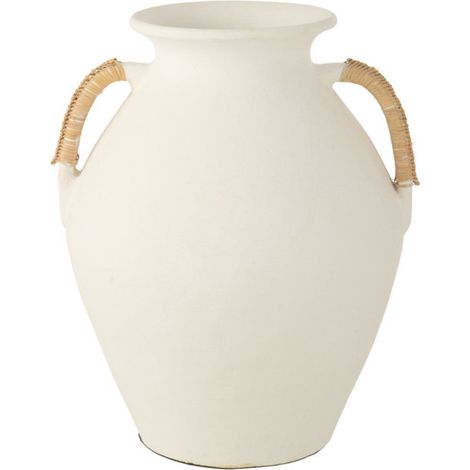Vase Design "Léo" 43cm Blanc & Naturel (1/2)
