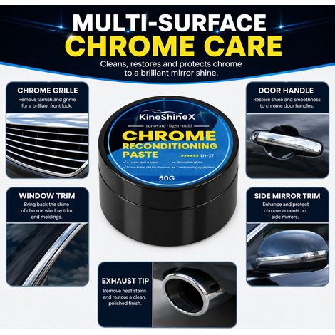 KineShineX Polierpaste zur Aufbereitung von Chrombeschichtungen – Bringt Chrombeschichtungen an Fahrzeugen zum Glänzen und schützt sie (1/5)