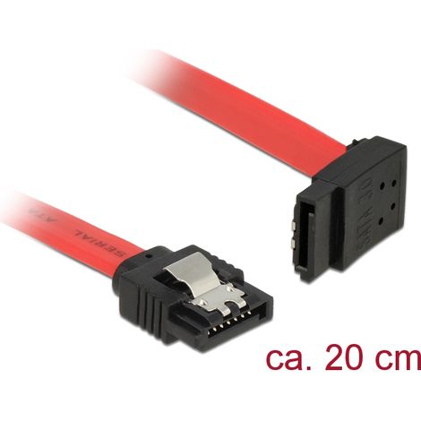 Delock cable sata 6 gb/s macho recto  sata macho acodado hacia arriba de 20 cm rojo metÃ¡lico