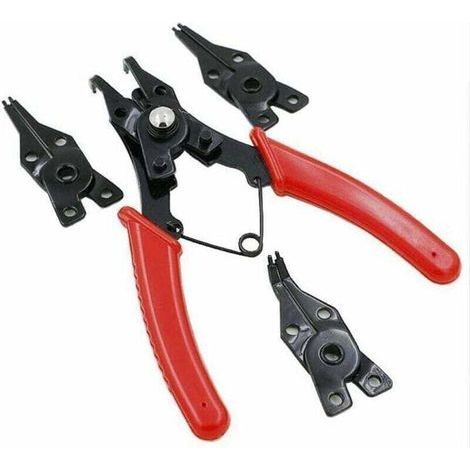 Pinza per anelli elastici intercambiabile 4 in 1, pinza multifunzionale, strumento per la rimozione di anelli interni ed esterni (1/4)