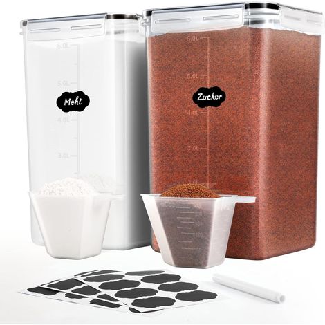 6,5L Boite Rangement Cuisine Lot de 2, Boîte Hermetiques Alimentaires en Plastique Sans BPA, Organiseur de Cuisine pour Farine Sucre Cereales Pâtes, Boite de Conservation Alimentaire (1/5)