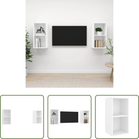 Wandregal - TV-Wandschränke 2 Stk. Weiß Holzwerkstoff (1/5)