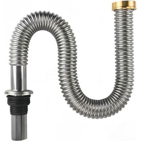 Tuyau d'évacuation d'évier, siphon de cuisine flexible, acier inoxydable résistant aux hautes températures (1/5)