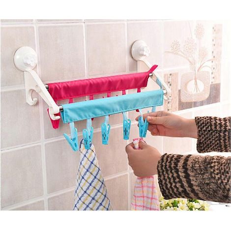 Cintres pliables portables pour tissus, compatibles avec 4 pinces de fixation (1/4)