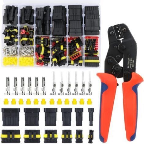 Set di 709 connettori impermeabili, connettore impermeabile con pinza crimpatrice, connettore elettrico impermeabile per auto/moto, 1/2/3/4/5/6 pin (1/5)