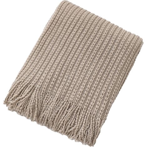Couverture - 127 x 172 cm - Fibre Polyester - Pour Canapé Bureau Lit Extérieur - Khaki - 1 Pièce (1/5)
