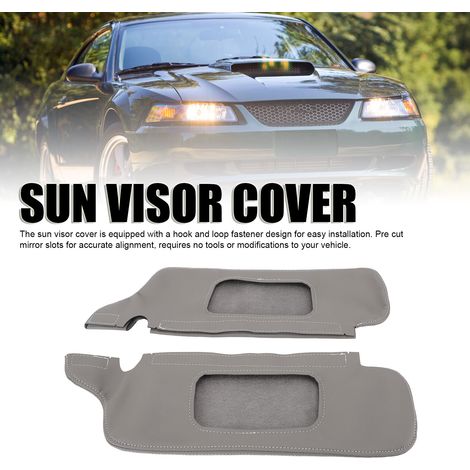 Protecteur de pare-soleil 2 pièces PU cuir Gris élégant résistant aux rayures pour Mustang 1994-2004 (1/5)