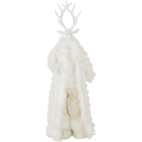 Statue Cerf Debout "Manteau" 76cm Blanc (1/3)
