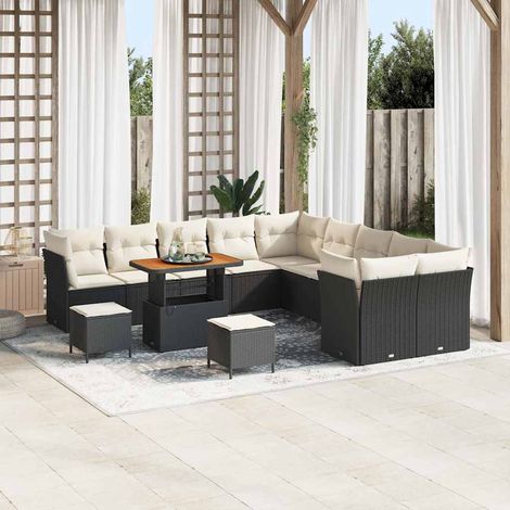 Conjunto de sofás de jardín 13 pcs Negro ratán sintético vidaXL (1/5)