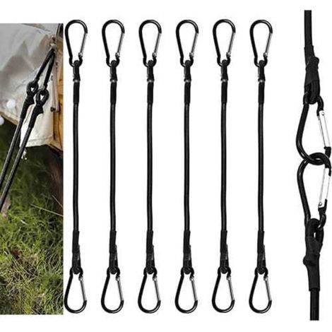 6 Pcs Robuste Tendeur Elastique, 30CM Tendeurs Elastique avec Crochets pour Camping, Bâches, Tente, Bagages (1/4)