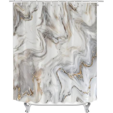 Rideau de douche 180x180cm, rideaux de bain lavables pour salle de bain, avec 12 anneaux de rideau de douche
