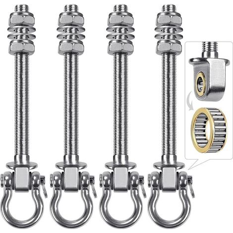 4pcs Boulons de Suspension 23.5cm Hamac Suspension pour Balançoire Kit Palier de Montage Pivotant pour Chaise d'intérieur/d'extérieur, Corde de Yoga, Sac de Frappe, Sac de Sable, 1500lbs (1/5)