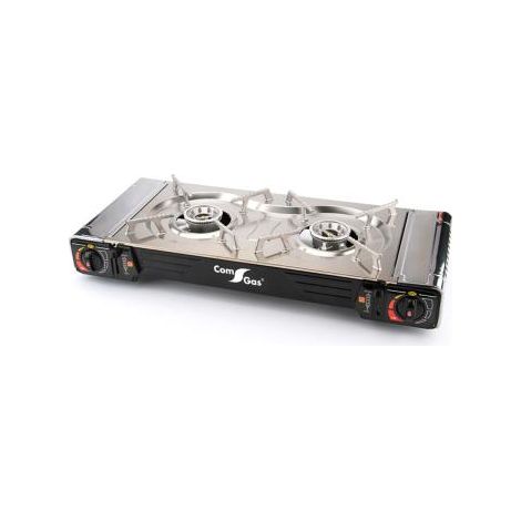 Fornello compatto com-gas acciaio inox 2 bruciatori 4 kW