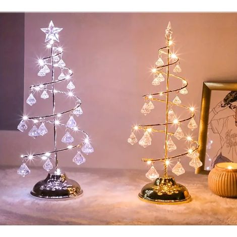 Albero alberello di natale addobbo natalizio da tavolo luce calda o fredda a batteria Bianco Freddo (1/5)