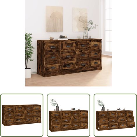 Buffet bois - Buffets 2 pcs chêne fumé bois d'ingénierie (1/5)