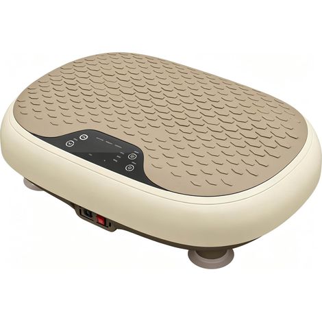 CHICFURN Plateforme vibrante fitness beige 150 W avec 20 vitesses, 3 programmes, écran LED et télécommande, plaque vibrante compacte pour maison et bureau (1/5)