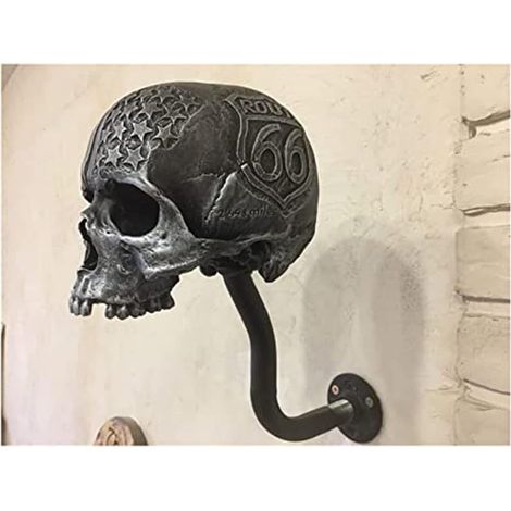JSSEVN - Motorcycle Skull Helmet Holder, Skull Helmet Stand, Motorcycle Helmet Hook, Skull Helmet Center for Coats, Caps (Size: S) (1/5)