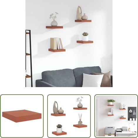 Rangement intérieur - Étagère Murale 4 pcs Rouge 23 x 23,5 x 4 cm Bois d'ingénierie (1/5)