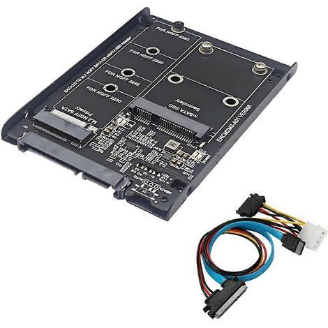 Boîtier SSD M.2 SATA + mSATA vers SATA 3.0 6 Gb/s, carte d'extension noire