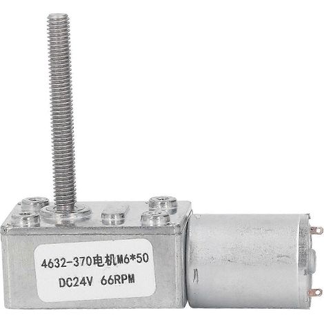 Moteur à engrenages DC 24V avec vis sans fin, réducteur haute précision, auto-blocage, 66 tr/min à vide, axe M6x50mm, robuste et fiable pour applications industrielles. (1/5)