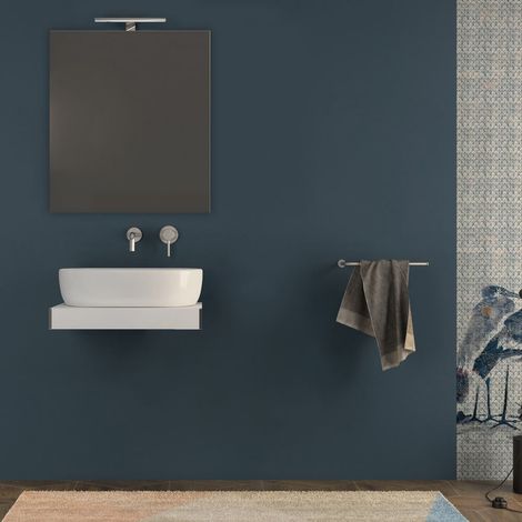 Mensolone bagno 60 cm bianco opaco sospeso con specchio filo lucido e pensile da 100 cm (1/5)