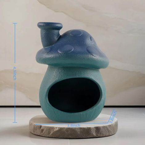 Porte-encens en forme de champignon, support en céramique bleue pour palo santo et sauge - mini cheminée de table, jolie décoration champignon pour la méditation spirituelle et le yoga (1/5)