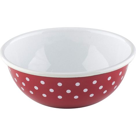 Riess Küchenschüssel Salat Müsli Ø16cm Emaille Country Pünktchen rot