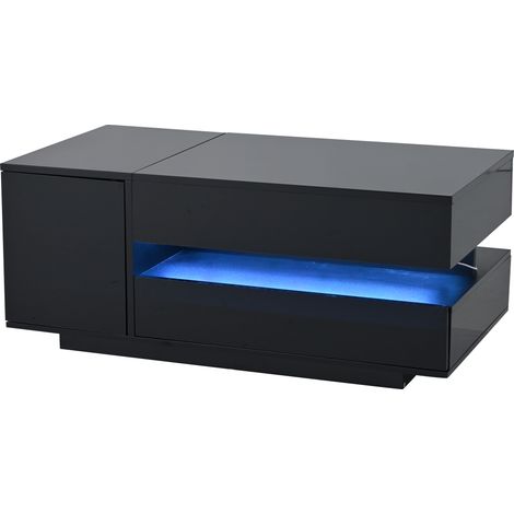 GagaTable basse relevable LED noire 95 x 50 x 40 cm (1/5)