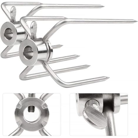 pinze per carne per girarrosto, spiedini in acciaio inox per grigliare, diametro 11,5 mm, con vite di bloccaggio