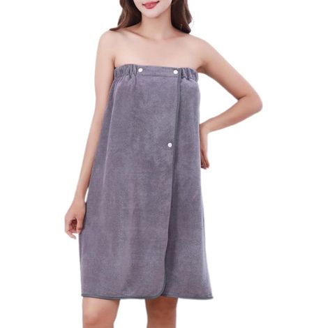 Accappatoio da donna con chiusura a bottoni automatici. Leggero e assorbente, ideale per sauna e spa. (1/5)