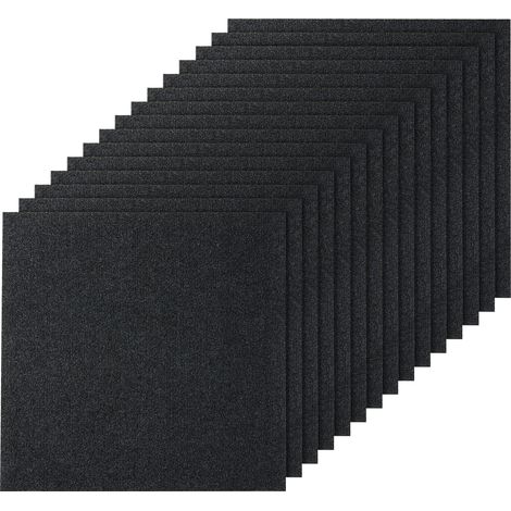 VEVOR Carpet Tiles Peel and Stick, 24” x 24” Squares Self Adhesive Carpet Floor Tile, Soft Padded Carpet Tiles, Easy Install DIY for Bedroom Living Room Indoor Outdoor (15Tiles, Carbon Black) (1/5)