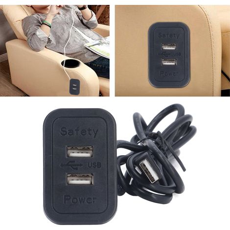 Prise de chargement USB pour canapé inclinable de chevet, double prise de chargement USB, chargeur de canapé avec entrée 5 V (1/5)