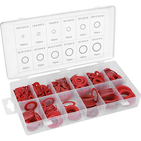 Kit de 600 rondelles isolantes rondes en fibre vulcanisée rouge, papier d'acier rouge, assortiment de papiers (1/5)