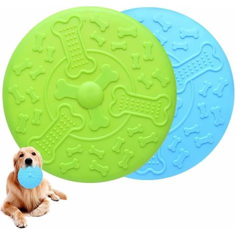 2 Pièces Frisbees pour Chien,Disque ChienØ 18.5 cm,Frisbee pour Animaux,Disque Volant en Caoutchouc pour Jeux Sport Exercice Activité et Jeu en Plein(Bleu,Vert) (1/5)