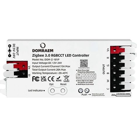 Contrôleur de bande LED ZIGBEE 3.0 5 en 1, variateur CCT, RGB, RGBW, RGBCCT, compatible avec HUxE Plus 20A (1/5)
