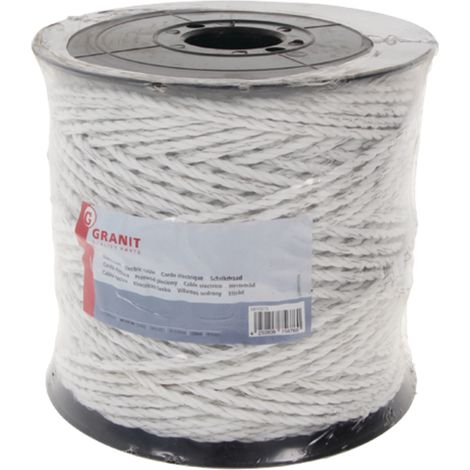 Geflochtenes Kabel, weiß, PP, 200 m, 2 Ω/m, 1 Rolle