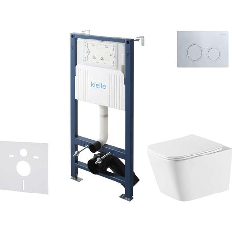 kielle Genesis New - Set bâti support, WC Arkas I, Vortex Rimless+, siège à fermeture progressive et bouton-poussoir Gemini New II, chrome brillant 30528SS77 (1/5)