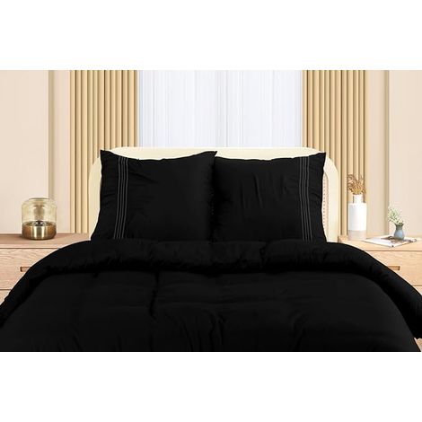 Utopia Duvet Cover 200 x 200 cm Pillowcases 80 x 80 cm Black Bed Linen 200 x 200 cm Microfibre Duvet Cover Sets (1/2)