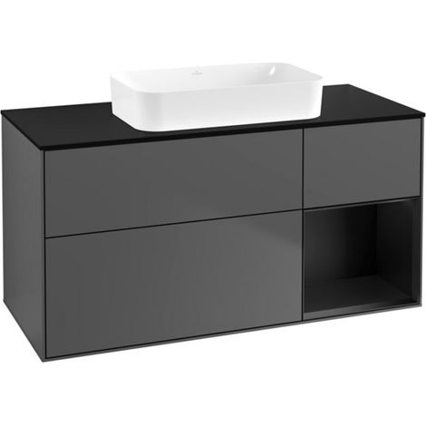 V&B Waschtischunterschrank Wandbeleuchtung Finion 120x60 cm, Reg re bla m Lac, Anthrac. m (1/2)