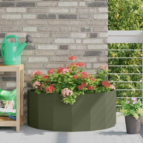 Pflanzkübel Olive Grün 90 x 45 x 35 cm Stahl