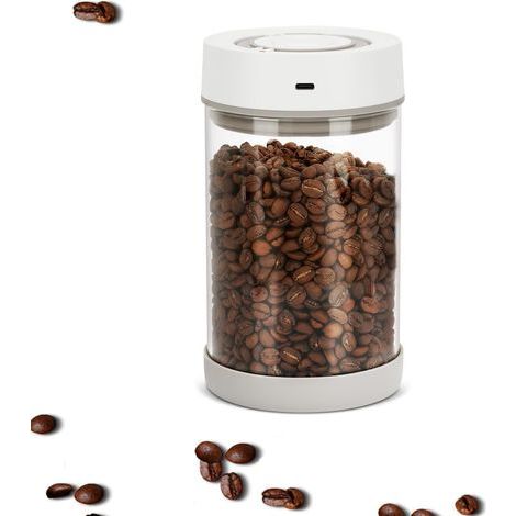 Pot à café sous vide automatique - Pot hermétique de 950ml pour 300g de grains de café, fonctionnement à une touche et indicateur de date, récipient de conservation de grains de café, pot sous vide ét (1/5)