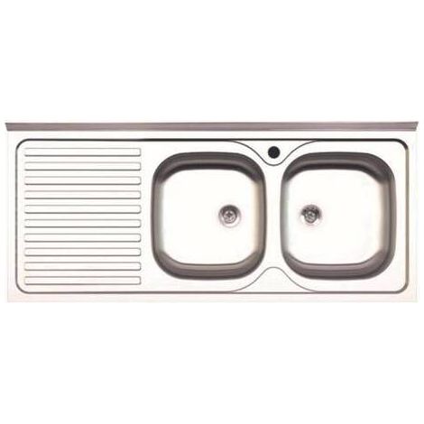LAVELLO APPOGGIO INOX 2 VASCHE DX + GOCCIOLATOIO SX 120 CM